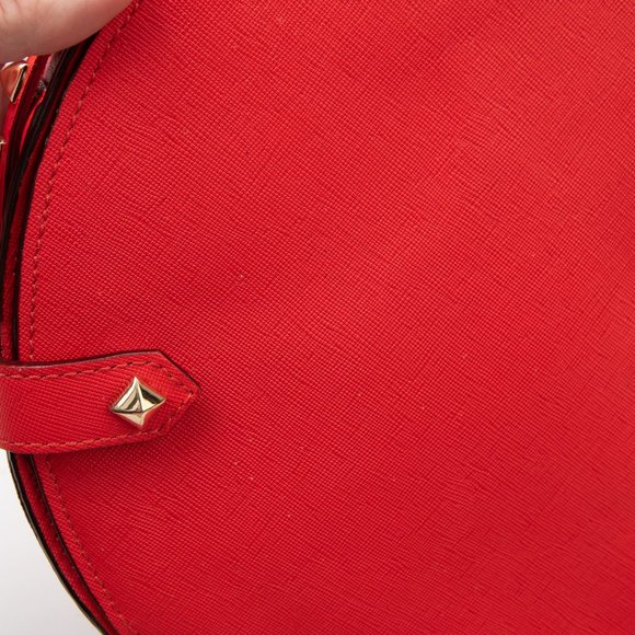 Rebecca Minkoff Skylar Purse Saddle Crossbody Bag Leather Studs Fire Engine Red - Picture 11 of 12